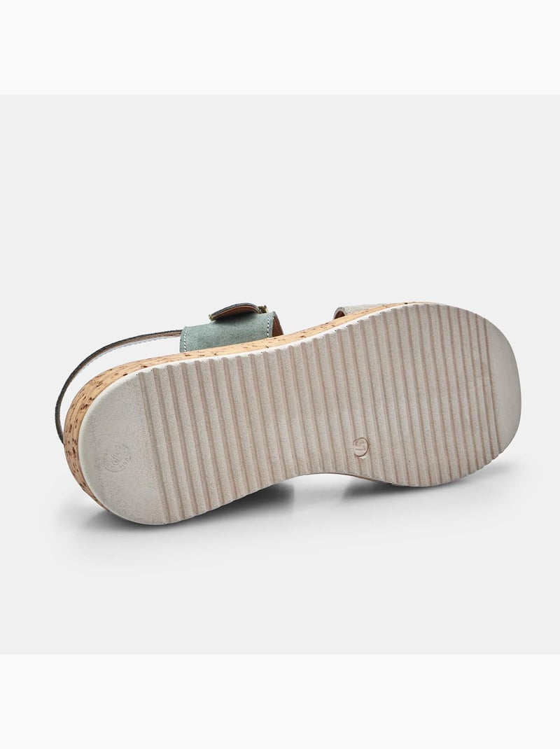 Sandales en daim avec talon compensé BATA Vert - Kiabi