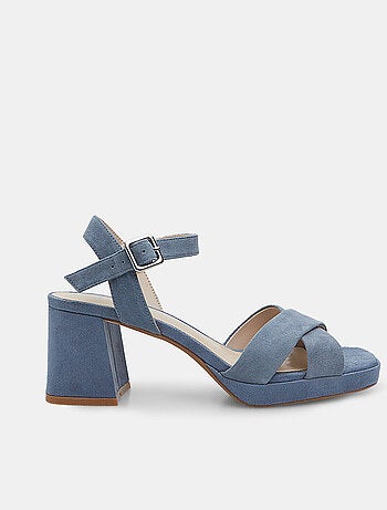 Sandales en daim avec talon de 7 cm et plateforme de 1 cm BATA