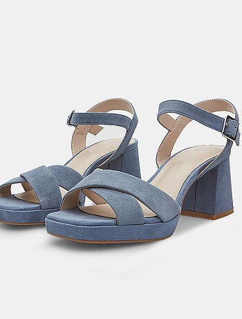 Sandales en daim avec talon de 7 cm et plateforme de 1 cm BATA