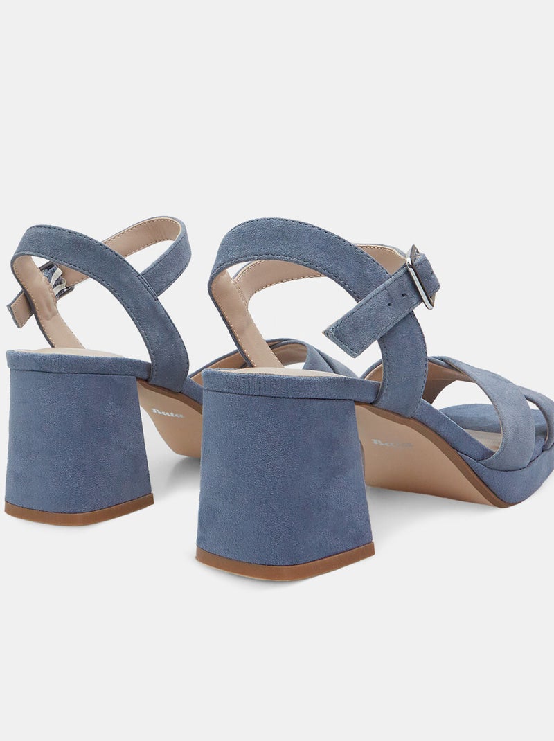 Sandales en daim avec talon de 7 cm et plateforme de 1 cm BATA Bleu - Kiabi