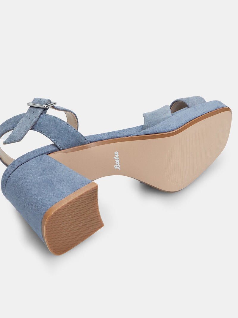 Sandales en daim avec talon de 7 cm et plateforme de 1 cm BATA Bleu - Kiabi