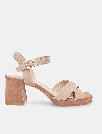 Sandales en daim avec talon de 7 cm et plateforme de 1 cm BATA