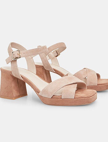 Sandales en daim avec talon de 7 cm et plateforme de 1 cm BATA