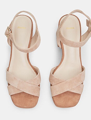 Sandales en daim avec talon de 7 cm et plateforme de 1 cm BATA