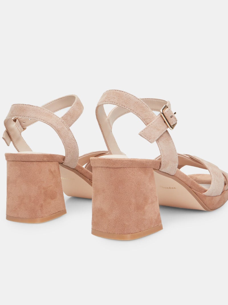 Sandales en daim avec talon de 7 cm et plateforme de 1 cm BATA Marron - Kiabi