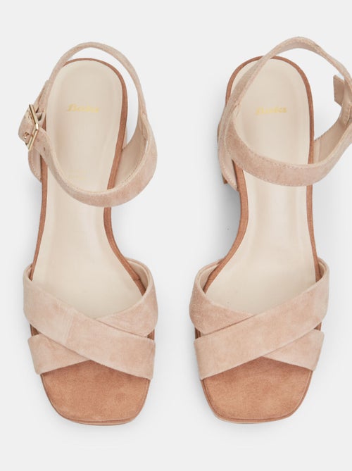 Sandales en daim avec talon de 7 cm et plateforme de 1 cm BATA - Kiabi