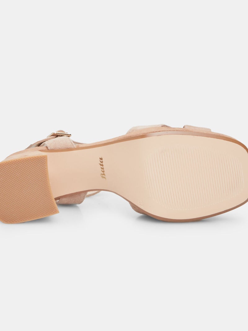 Sandales en daim avec talon de 7 cm et plateforme de 1 cm BATA Marron - Kiabi