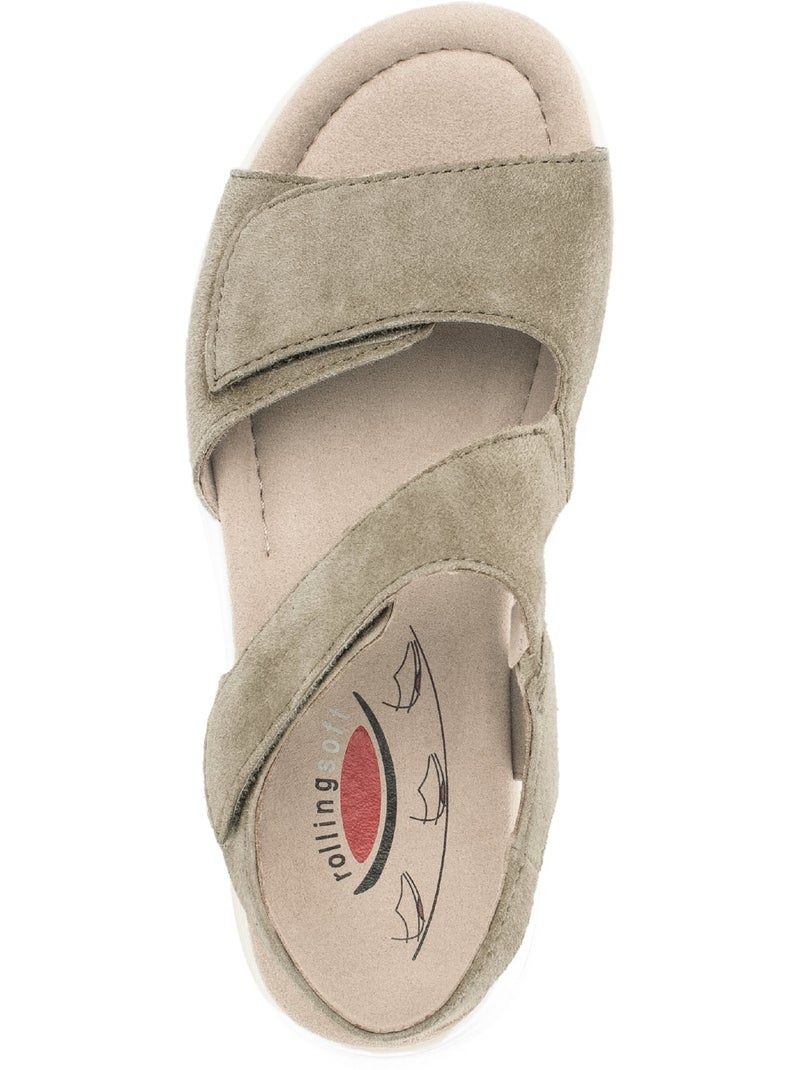 Sandales   en daim Beige/Vert - Kiabi