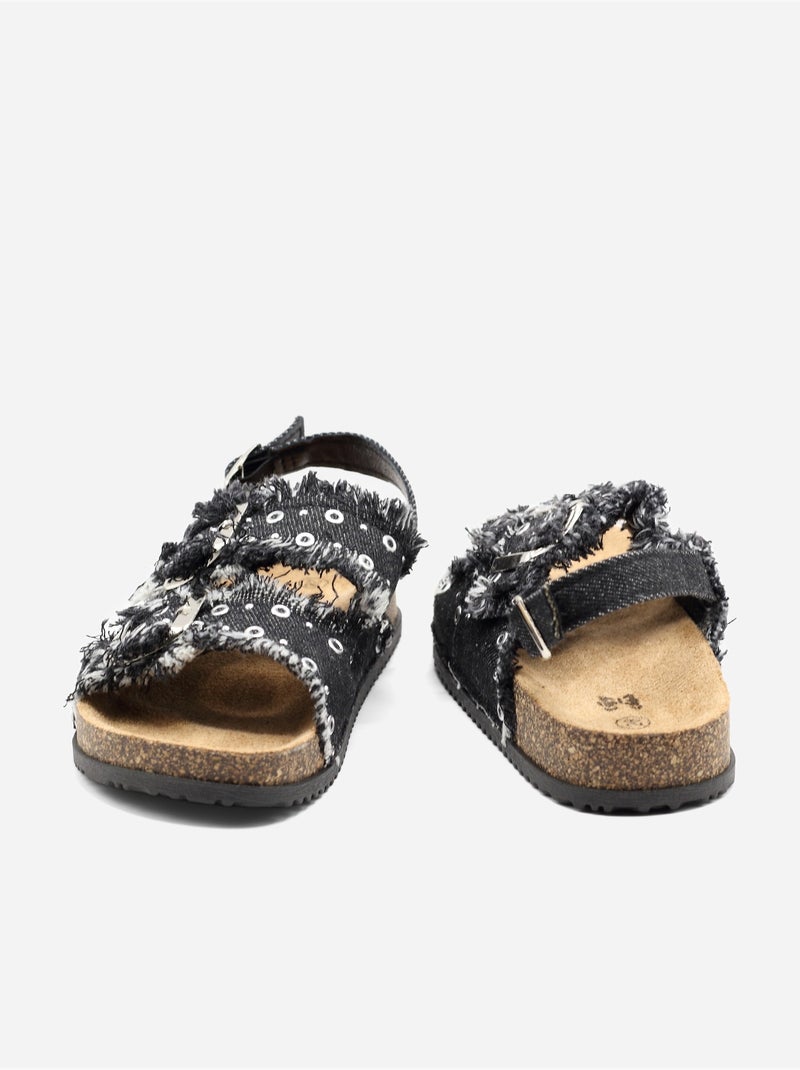Sandales en jean Noir - Kiabi