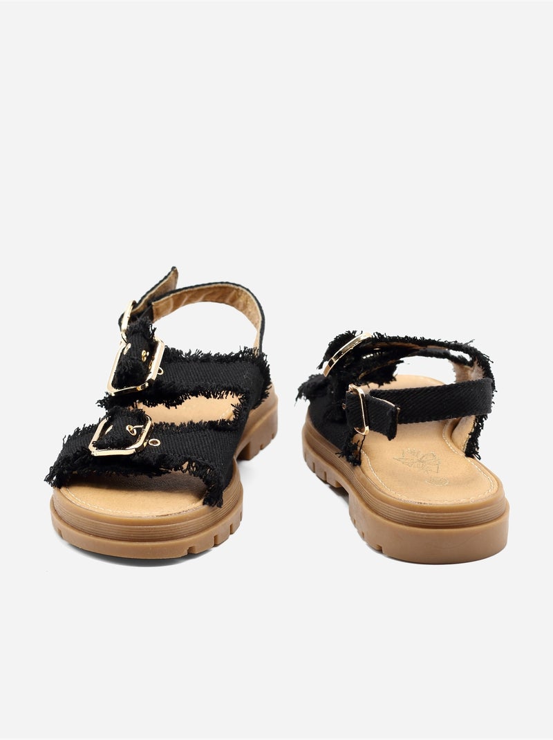 Sandales en jean Noir - Kiabi