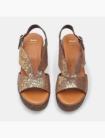 Sandales en nubuck à semelle compensée BATA