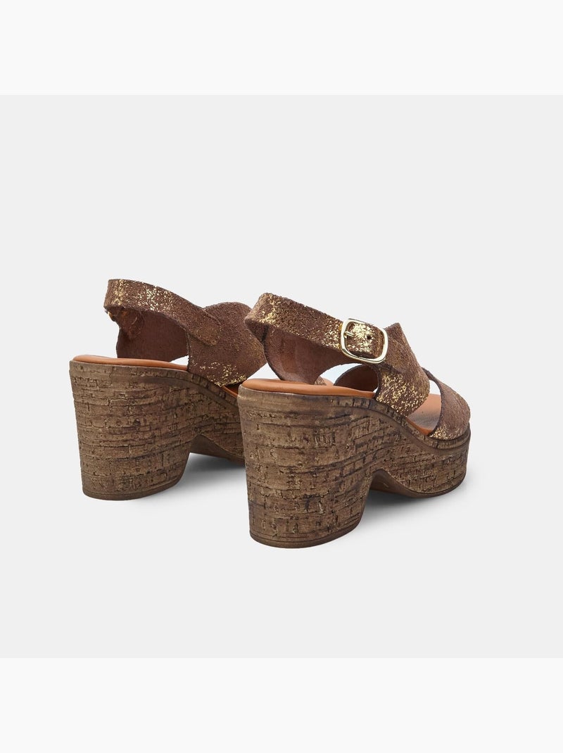 Sandales en nubuck à semelle compensée BATA Marron - Kiabi