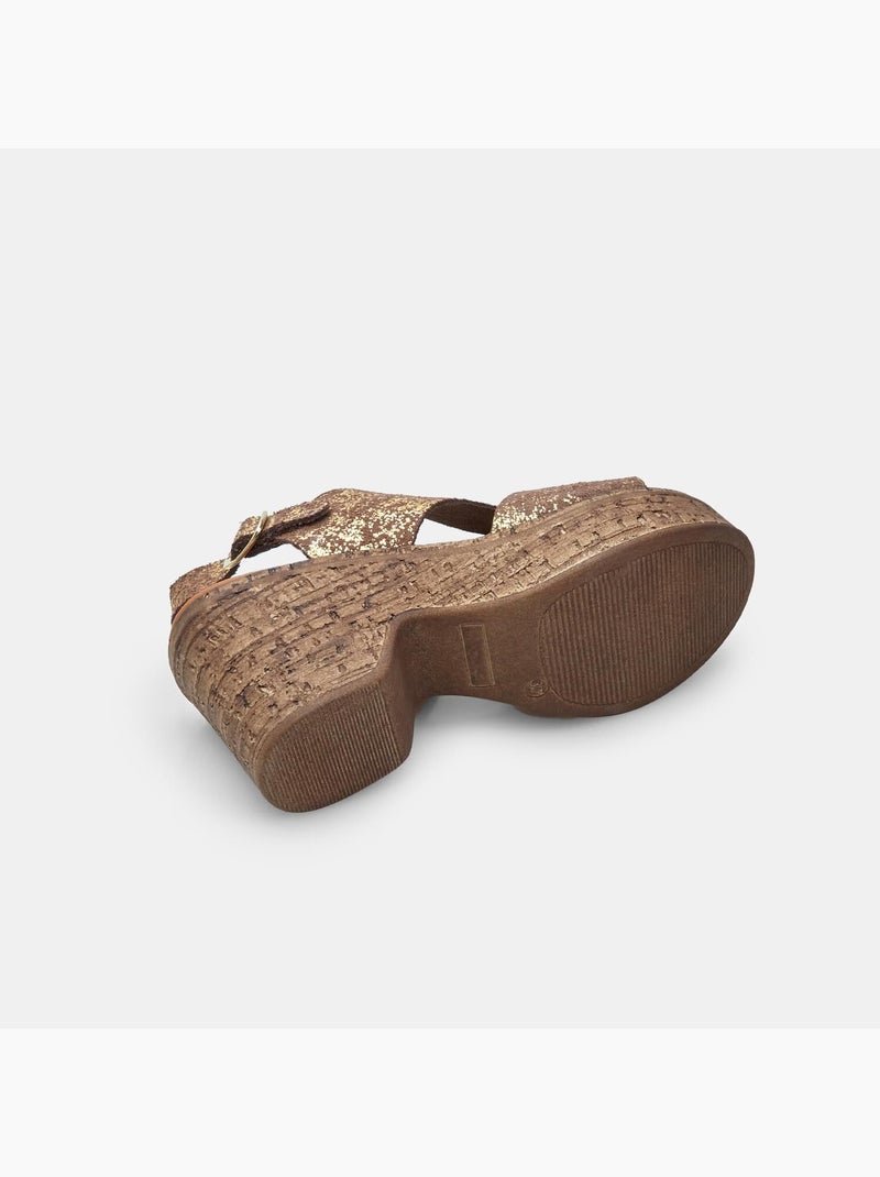 Sandales en nubuck à semelle compensée BATA Marron - Kiabi