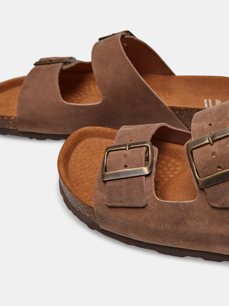Sandales en nubuck Marron - Kiabi