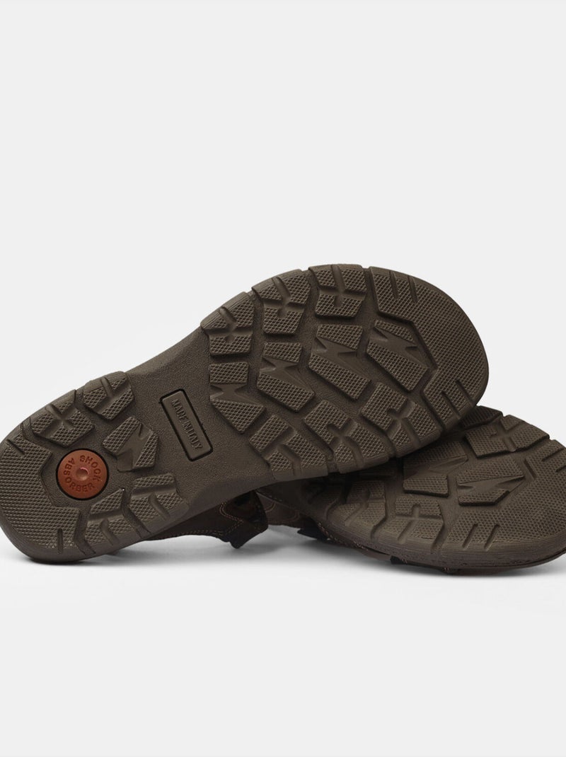 Sandales en nubuck Marron - Kiabi