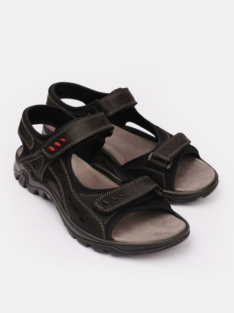 Sandales en nubuck Noir - Kiabi