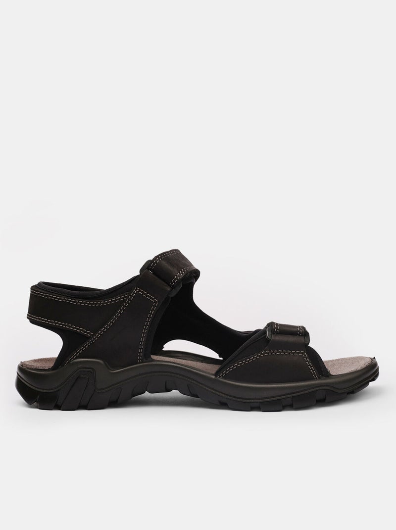 Sandales en nubuck Noir - Kiabi