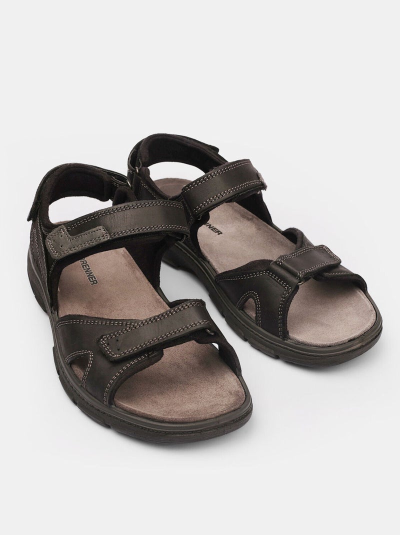 Sandales en nubuck Noir - Kiabi
