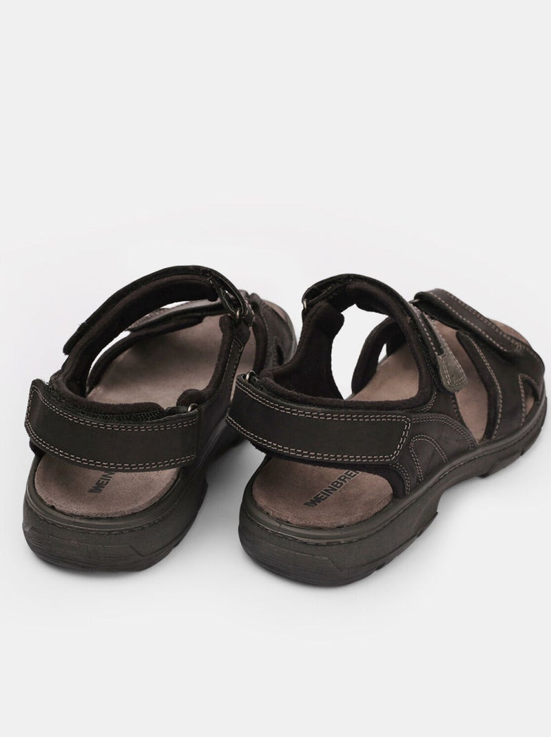 Sandales en nubuck Noir - Kiabi