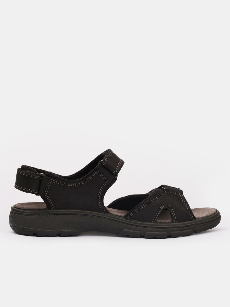 Sandales en nubuck Noir - Kiabi