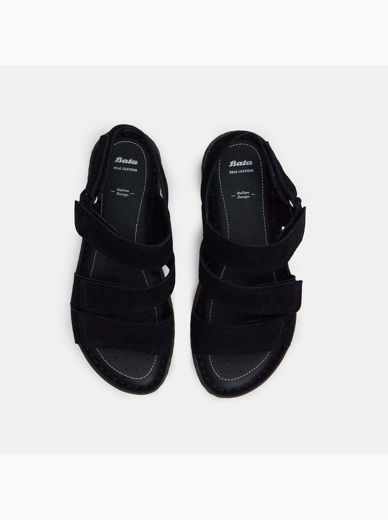 Sandales en nubuck Noir - Kiabi