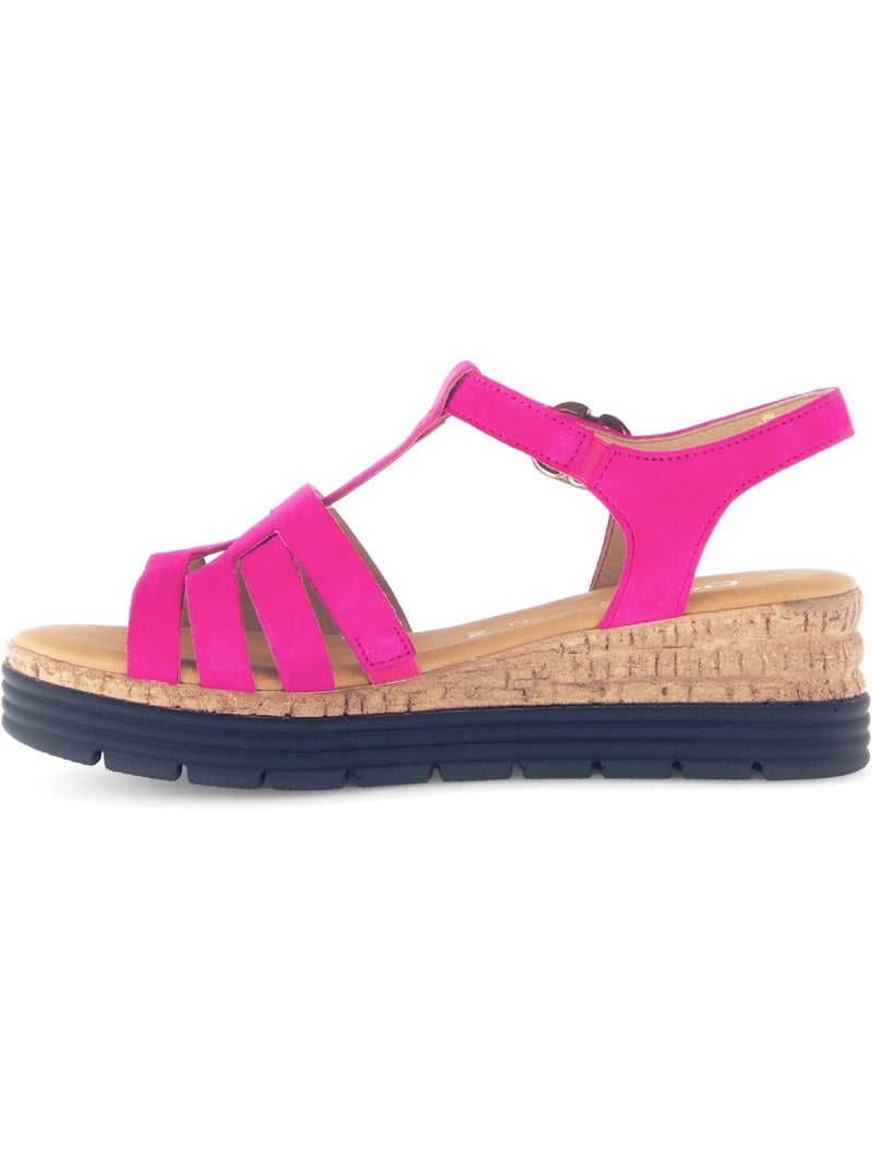 Sandales  en nubuck Rose foncé - Kiabi
