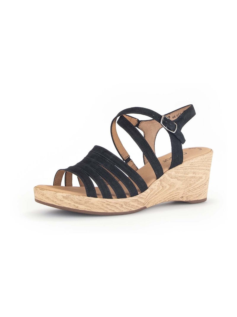 Sandales  en nubuk Noir Noir - Kiabi