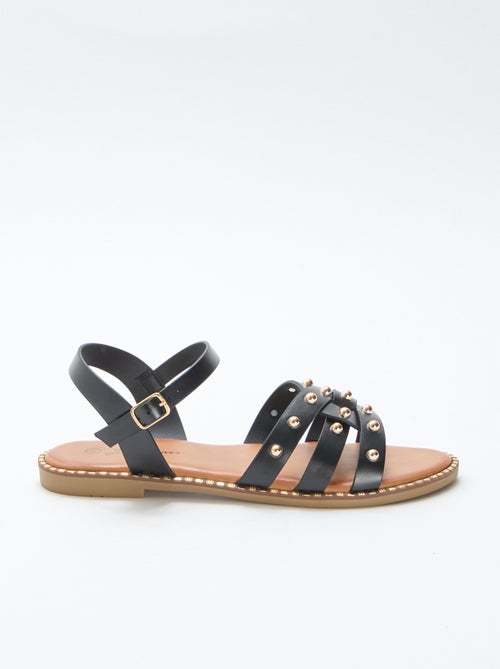 Sandales en simili avec brides cloutées - Kiabi