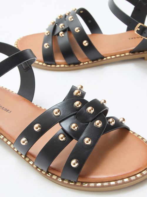Sandales en simili avec brides cloutées - Kiabi