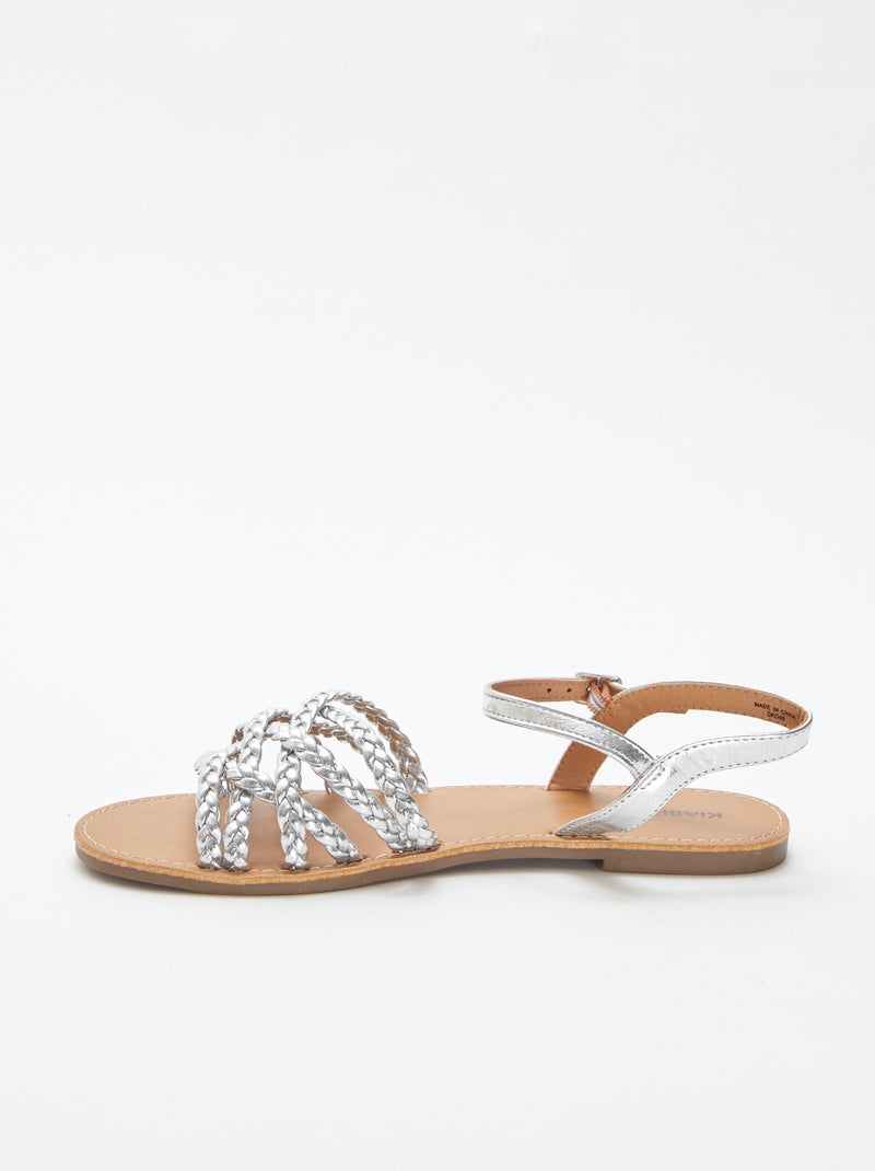 Sandales en simili avec brides tressées GRIS - Kiabi