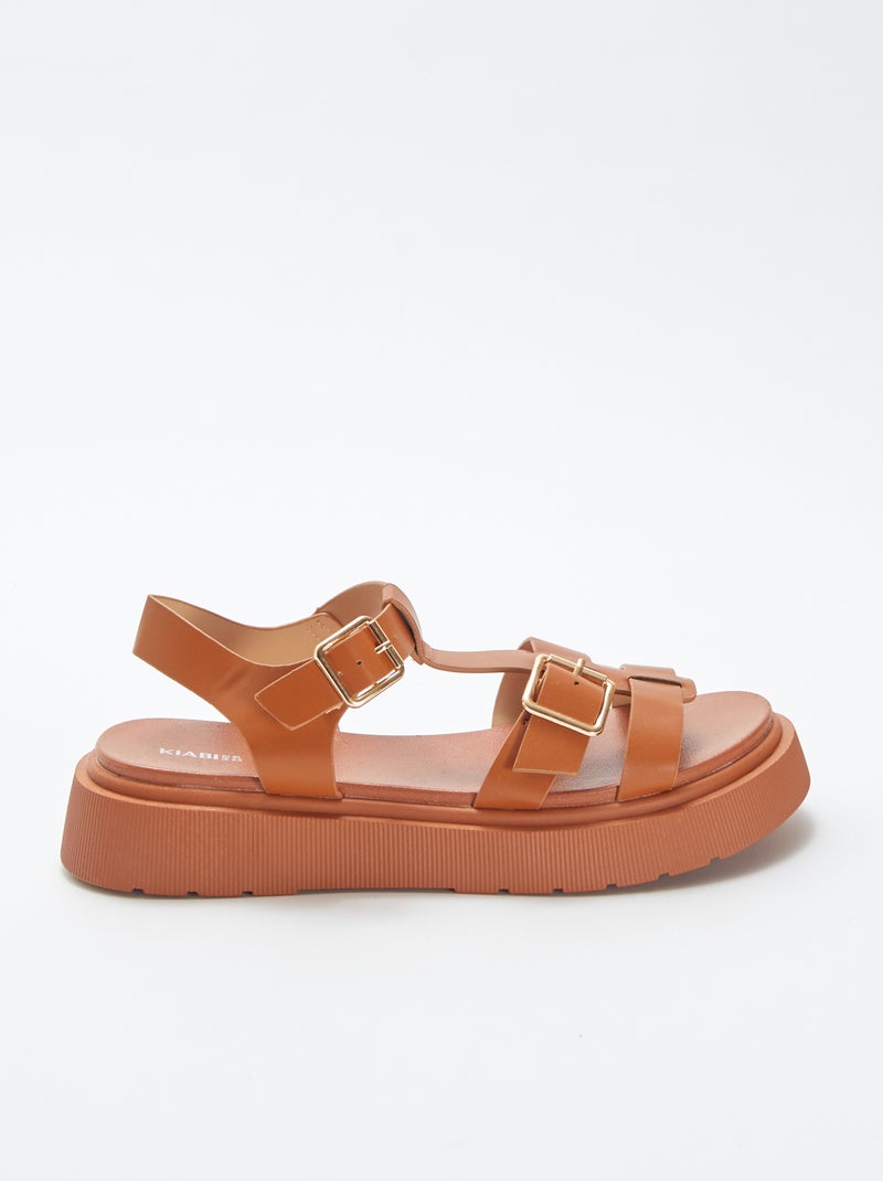 Sandales en simili MARRON - Kiabi