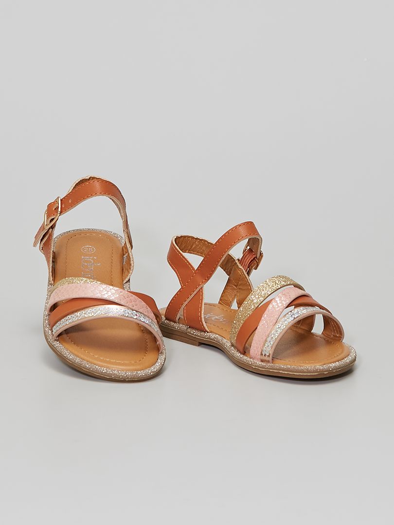 Sandales en simili Marron - Kiabi