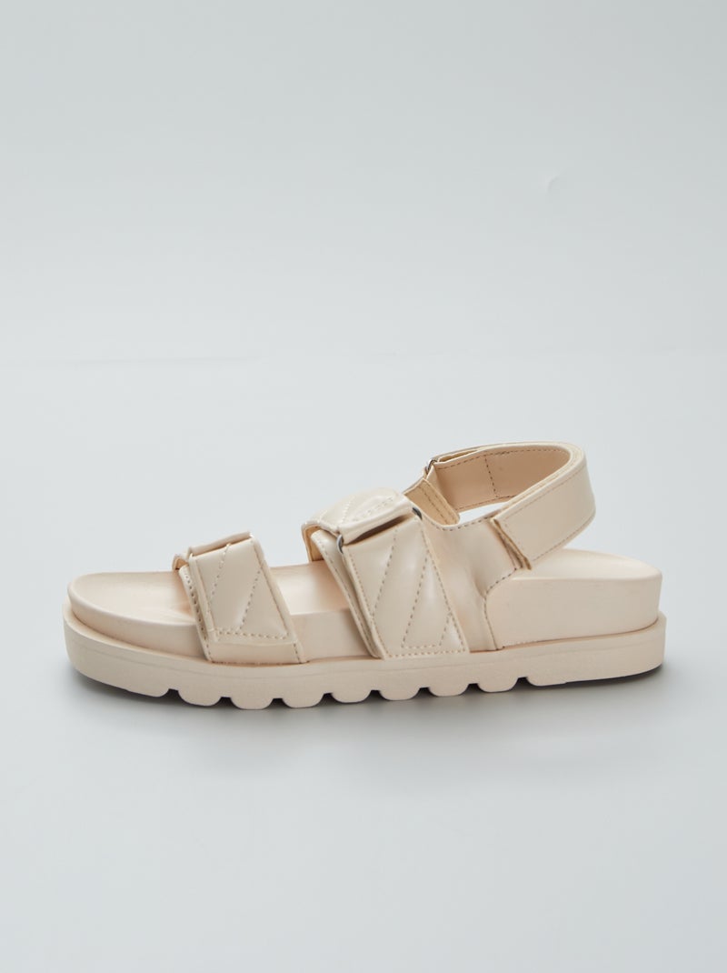 Sandales en simili matelassé Beige - Kiabi