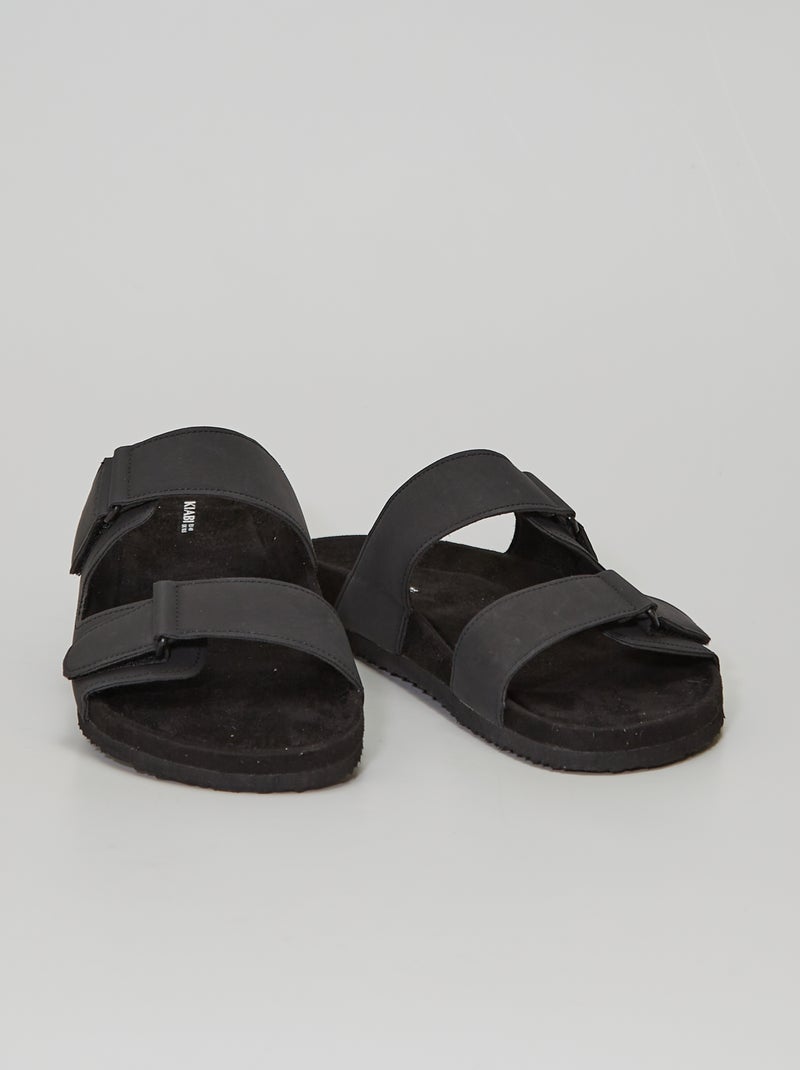 Sandales en simili noir - Kiabi