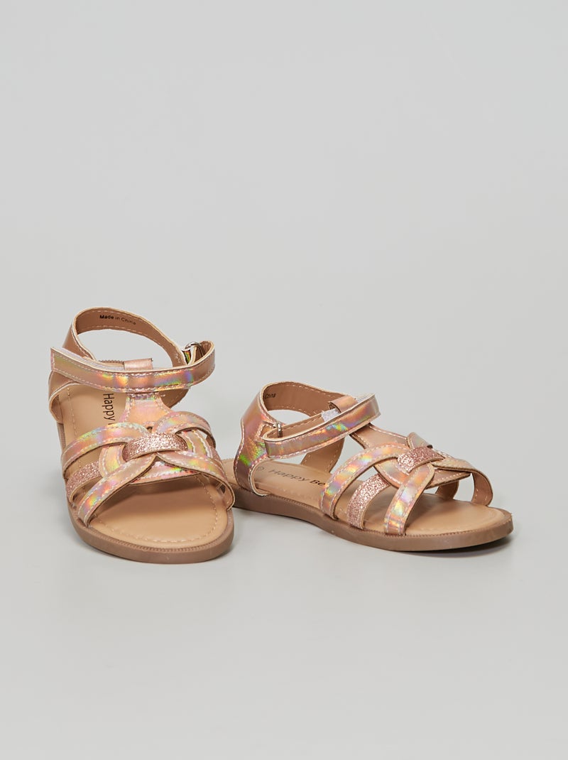 Sandales en simili vernis rose - Kiabi