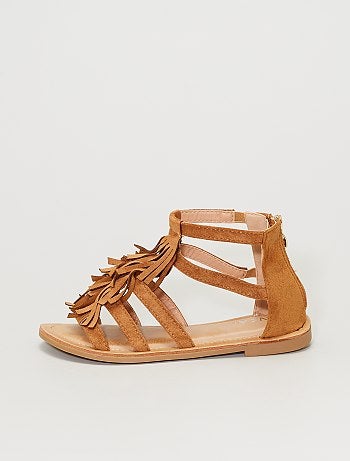 Sandales en suédine à franges