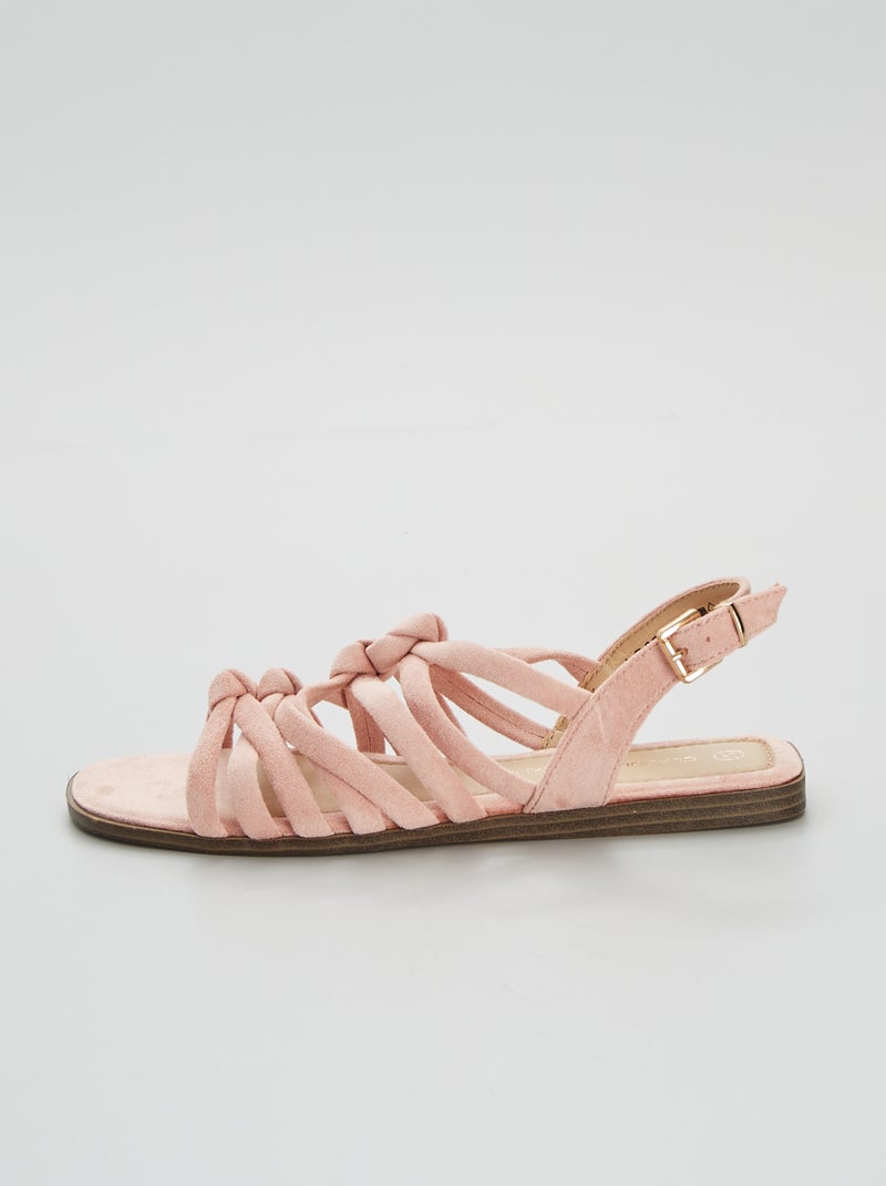 Sandales en suédine beige - Kiabi
