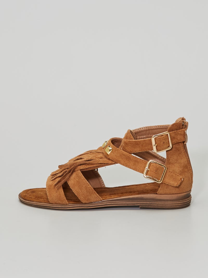 Sandales en suédine camel - Kiabi