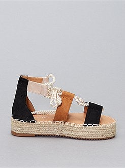 Sandales en suédine lacets en corde - Kiabi