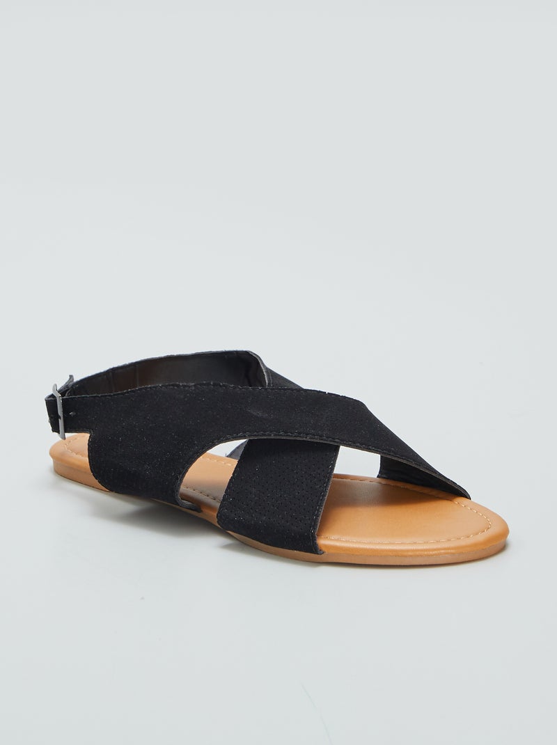 Sandales en suédine Noir - Kiabi