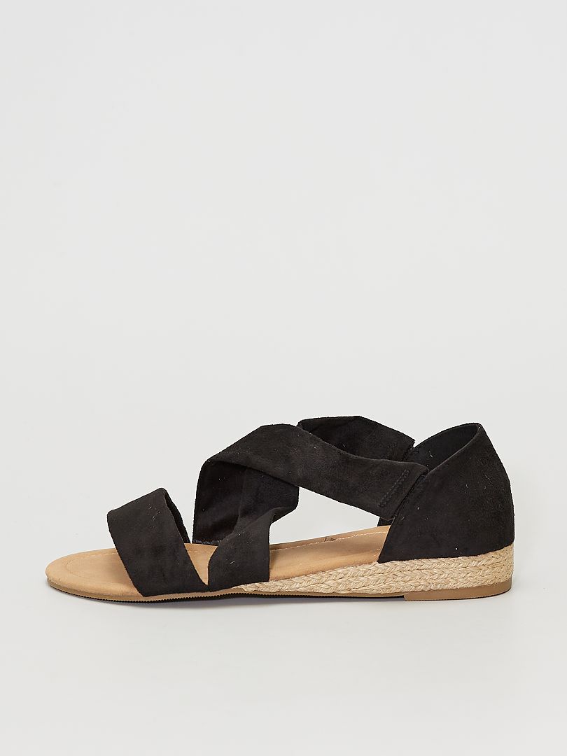 Sandales en suédine noir - Kiabi