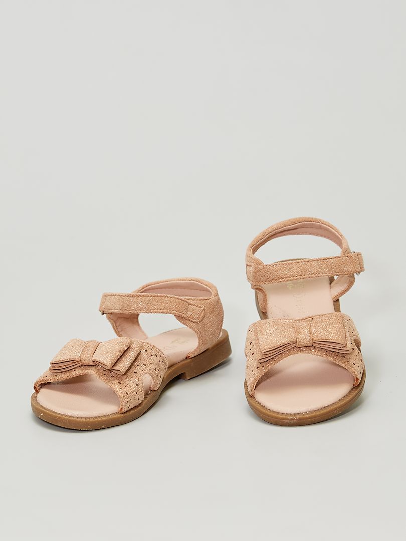 Sandales en suédine pailletée beige foncé - Kiabi