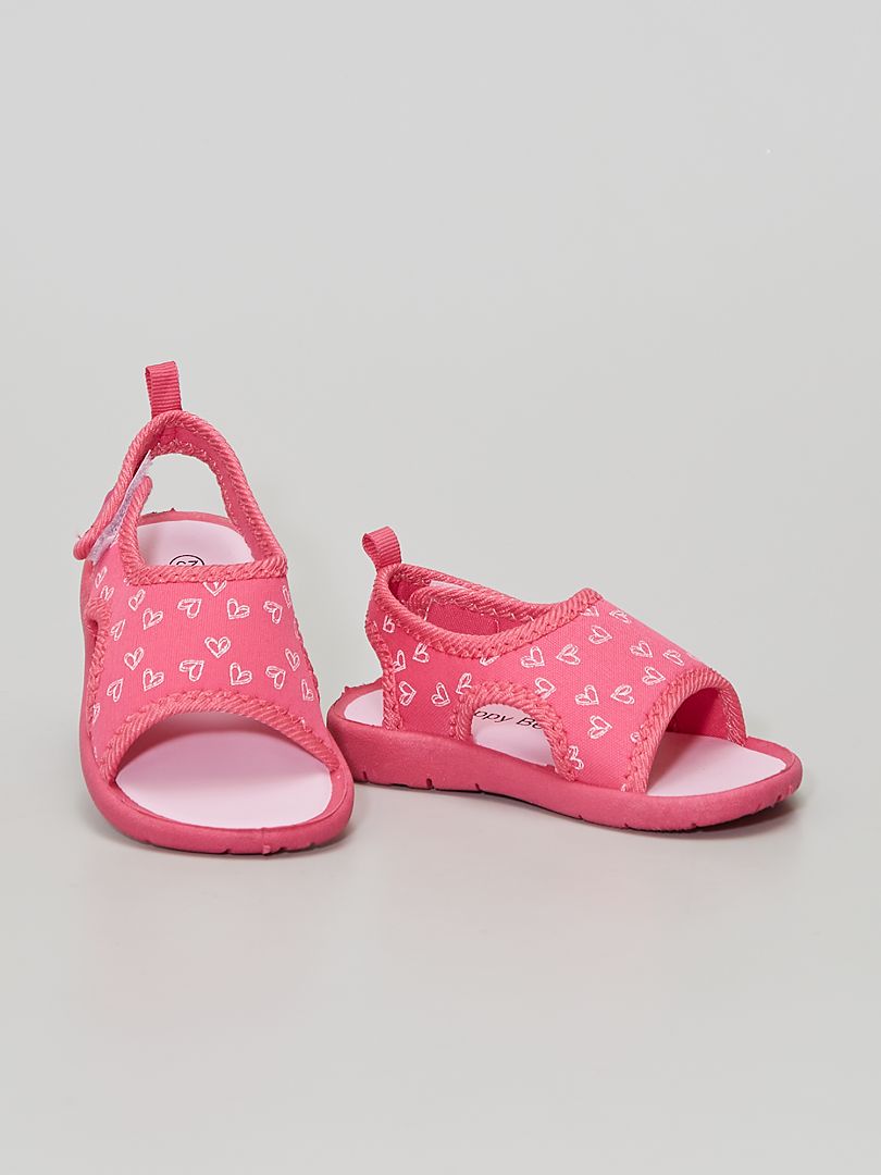 Sandales en textile 'cœur' rose - Kiabi