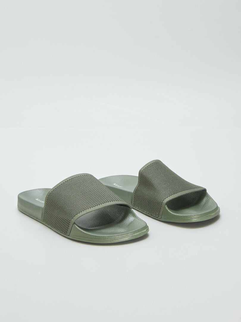 Sandales en tissu ajouré Kaki - Kiabi