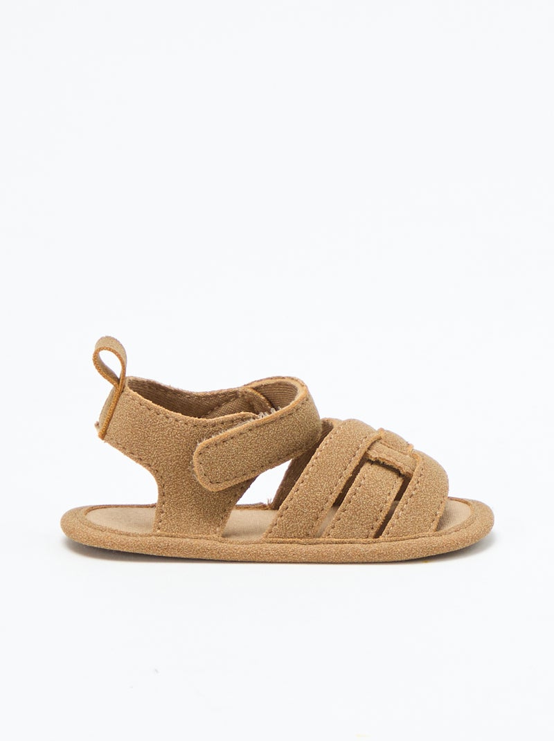 Sandales en tissu avec brides croisées Marron - Kiabi