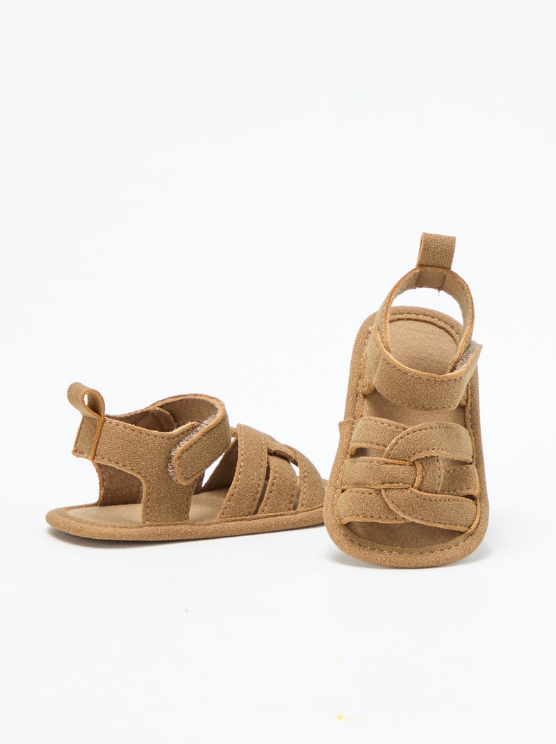 Sandales en tissu avec brides croisées Marron - Kiabi