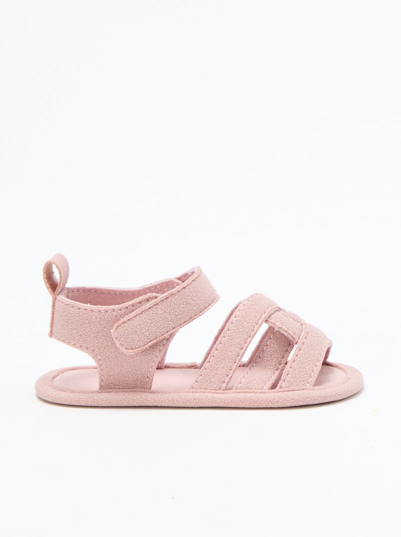 Sandales en tissu avec brides croisées Rose - Kiabi