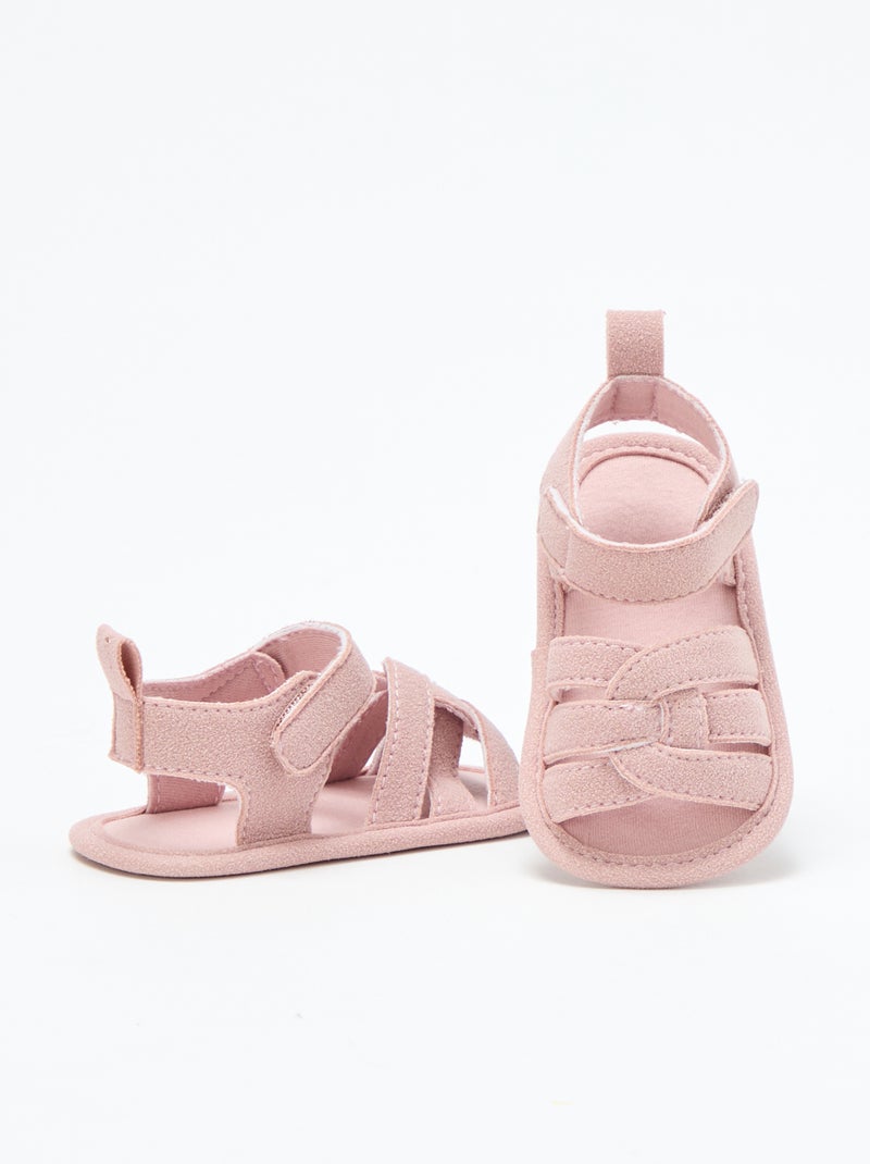 Sandales en tissu avec brides croisées Rose - Kiabi
