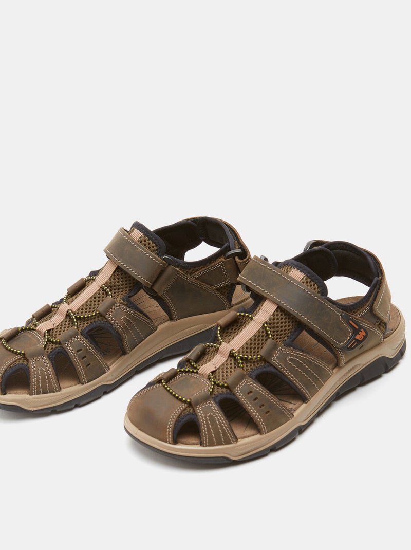 Sandales en tissu Marron - Kiabi