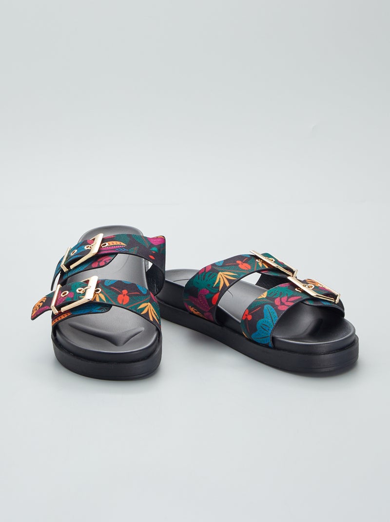 Sandales en toile Noir - Kiabi